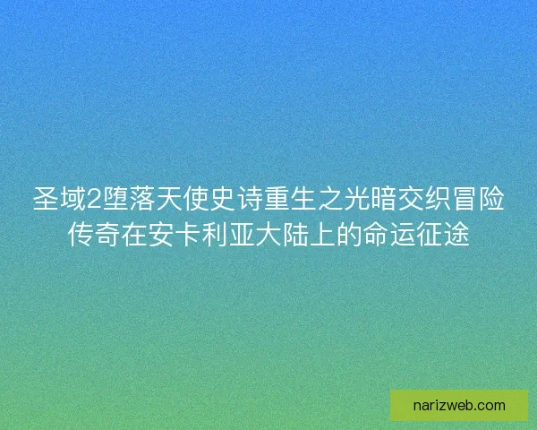 圣域2堕落天使史诗重生之光暗交织冒险传奇在安卡利亚大陆上的命运征途