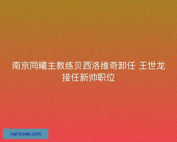 南京同曦主教练贝西洛维奇卸任 王世龙接任新帅职位